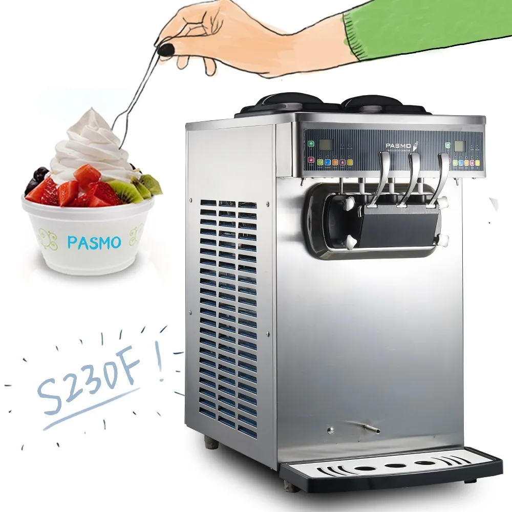 Автоматическая холодильная машина для мороженого PASMO S230F, 3 вкуса, коммерческая машина для производства мягкого мороженого, емкость 30 л