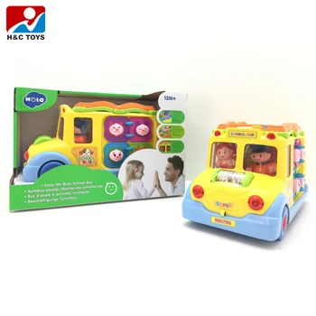 Huile Hola toys intelligent baby school bus toy with light and music Alibaba