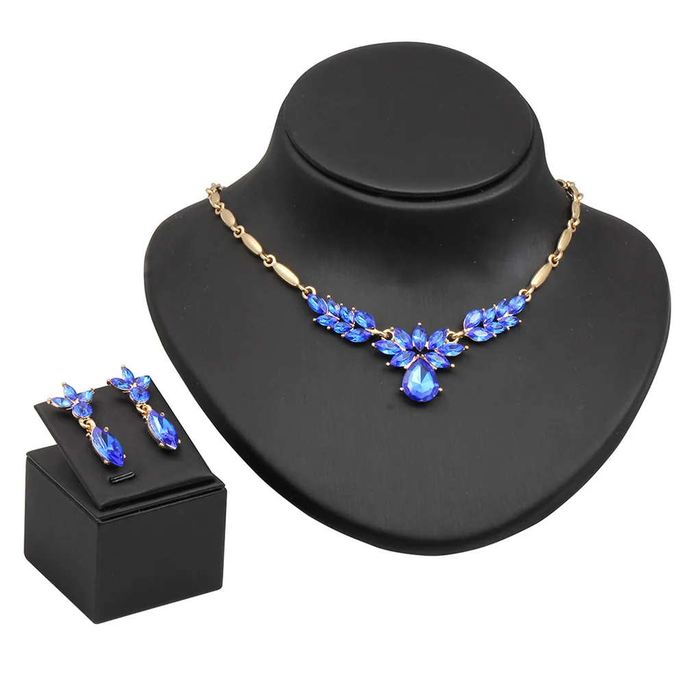 fashionable glittering sapphire charm bridal jewelry set women