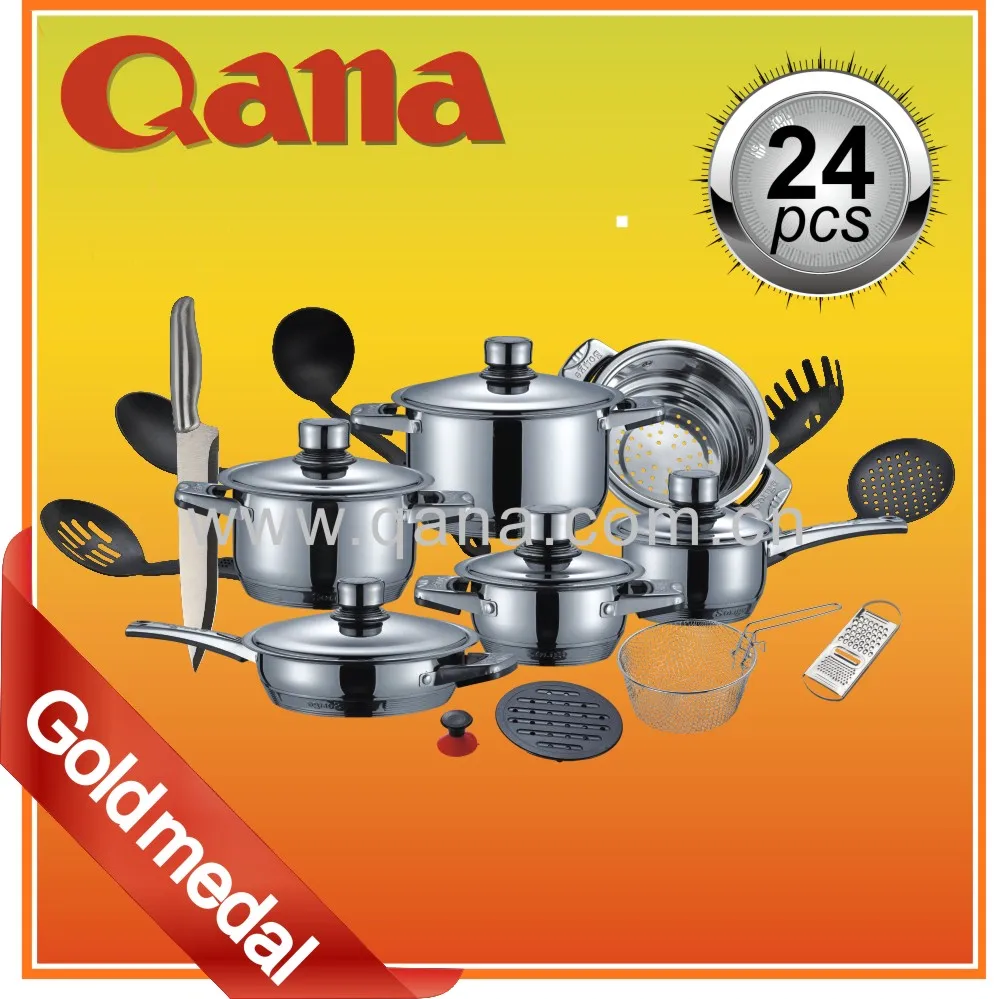 Qana Factory Wholesale Oem Luxury Bright Eco Friendly Gold Color Induction  Cookware Kitchen Tools Hot Pots And Pans Non Stick - Buy  Hot Sale  Cookware Coo…