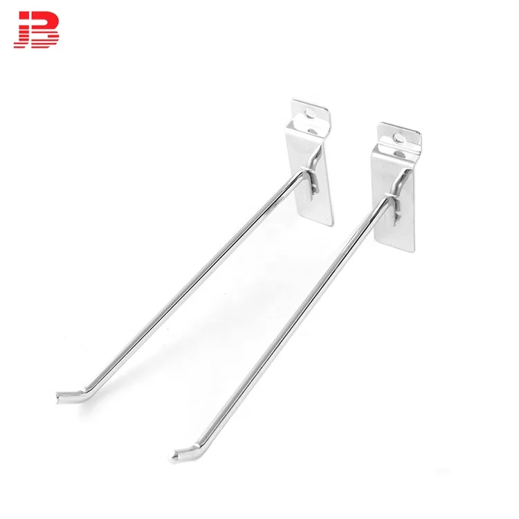 300mm slatwall display hook for supermarket metal chrome slat wall display