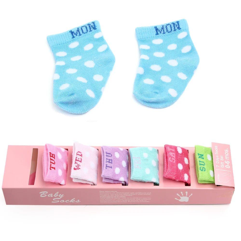 Wholesale Hot selling seven days newborn baby socks week baby socks 7 pairs  in one set From m.