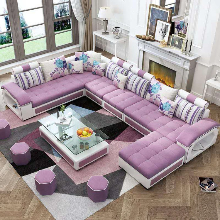 Foshan B107 Modern Style Design Fabric Sofa 7 Seater