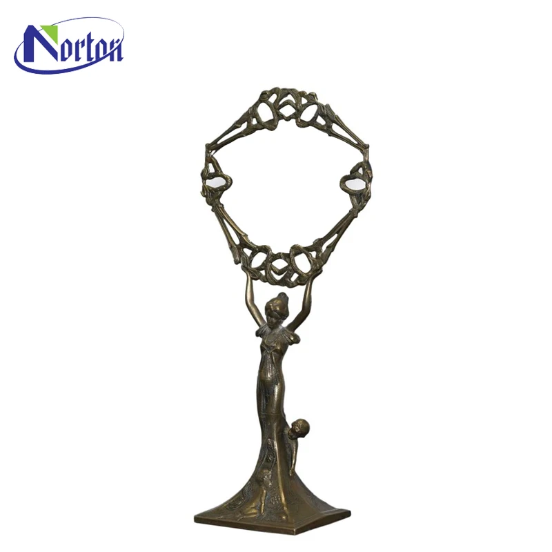 Custom Factory Made Wholesale Cheaper Price Beautiful Life-Size Lady Bronze Statue Custom Metal Casting Woman Clock Sculpture