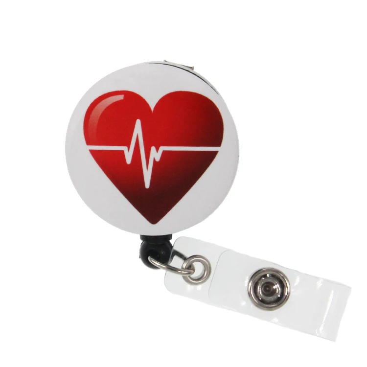 Porte Badge Enrouleur Cœur ECG