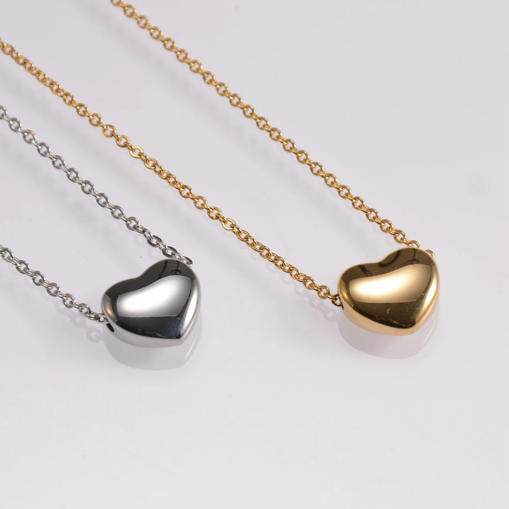 Solid Heart Pendant Necklace Stainless 
