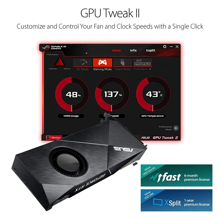 ASUS GeForce TURBO RTX 2080 8G中古グラフィックスカード8GB GDDR6