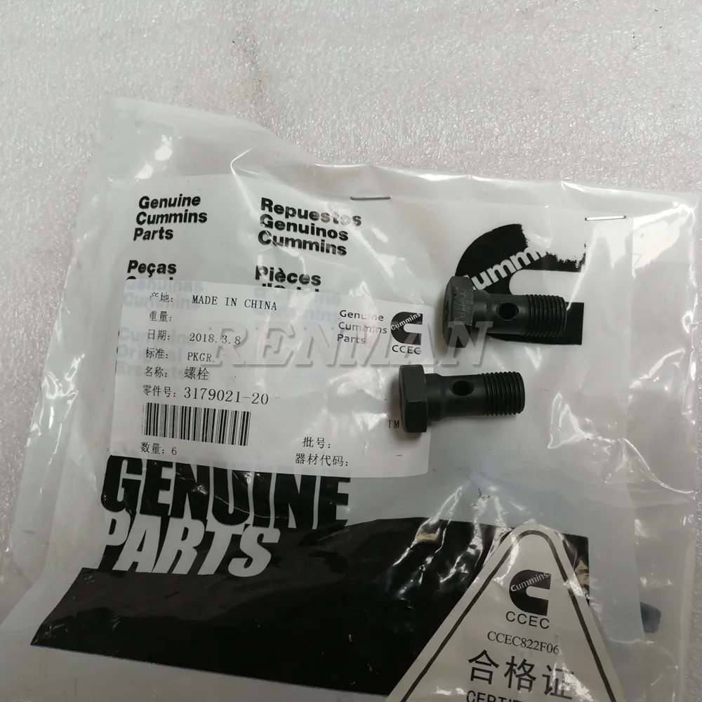 K19 Cummins Engine Parts Injector Mounting Parts Banjo Connector Screw 3179021 3038732