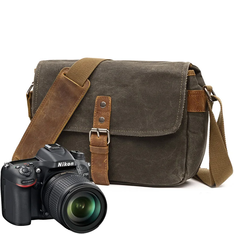 Waterproof Men Canvas DSLR Shoulder Messenger Bag  Video Camera Bag Camera