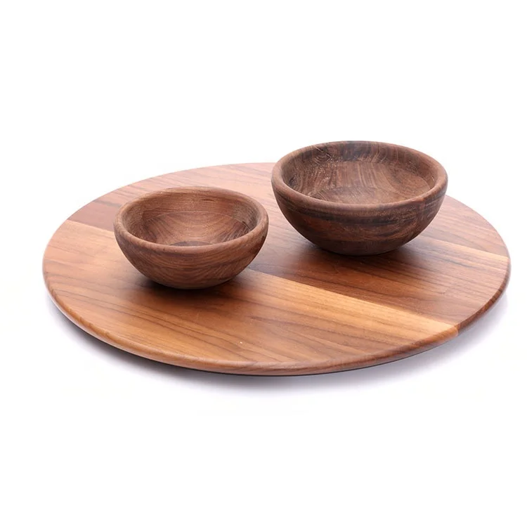 Экологически чистый круглый кухонный обеденный стол, деревянный поворотный стол из орехового дерева, столик «ленивая Сьюзан»