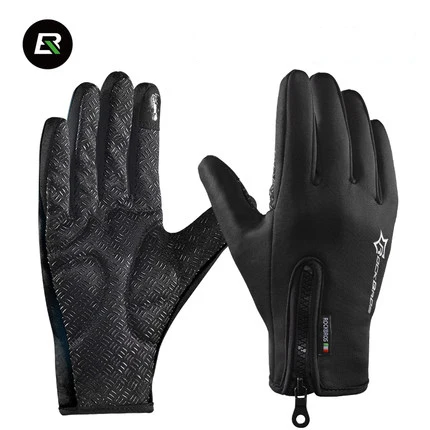 ROCKBROS Cycling Sports Full Finger Gloves Touch Screen Gloves Black Size XL 