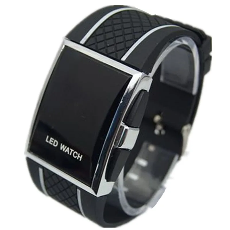 Fashion Simple Led Watch Fashion Rectangle Wristwatch Sports Red Led Clock Silicone Strap Digital Electronic Watch