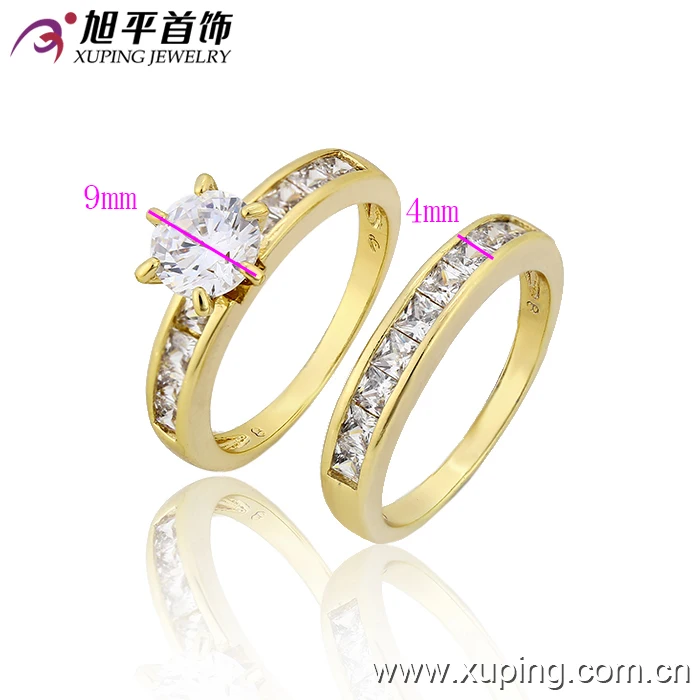 12801 Xuping Jewelry 14k Gold Color Plated Fashion Design Gift Jewelry Romantic Wedding Couple Rings
