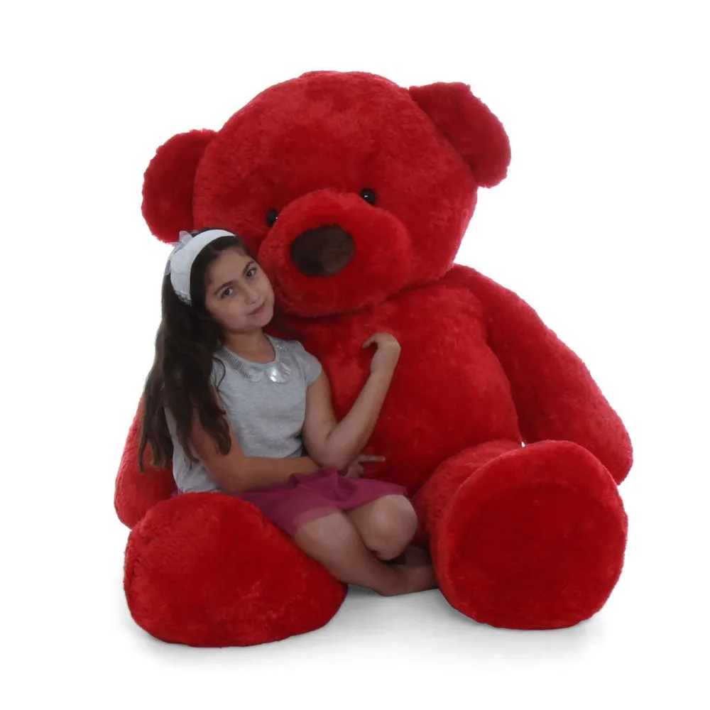 Free Sample Big Stuffed Red Color Teddy Bear With Ribbions 200cm Huge Teddy Bear in Red Color