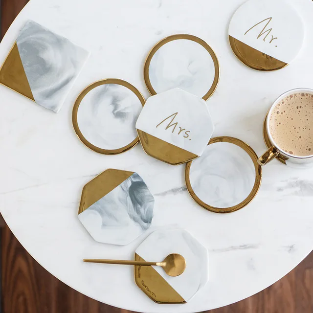  marble coaster with gold-62