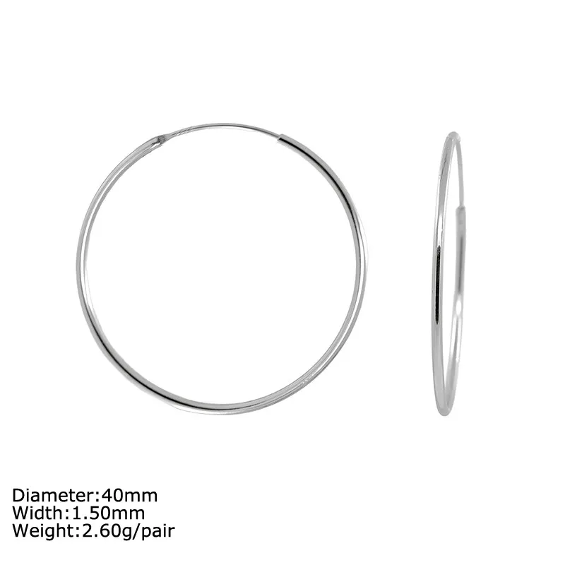 Orecchini eleganti in argento sterling 925 con cerchio