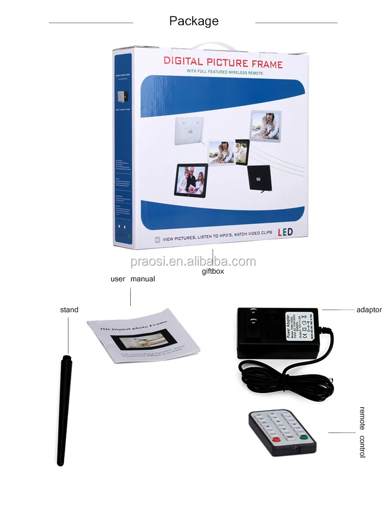Remote Control 12 Inch Black/green/pink/whitevDigital Photo Frames