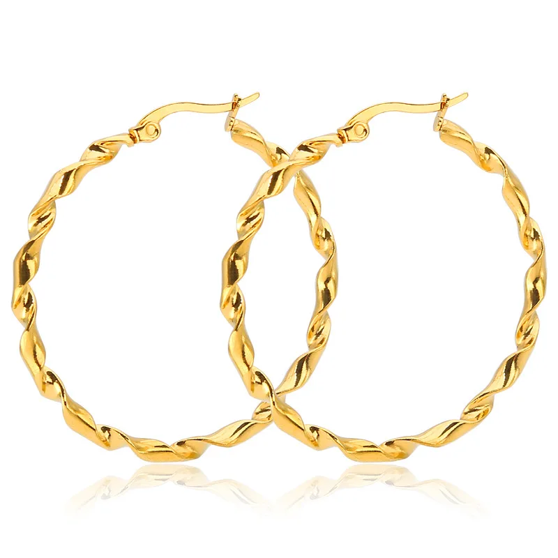 big gold twist hoop earrings