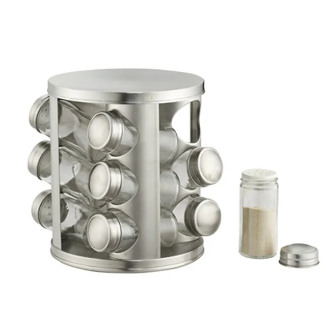 12 Piece Stainless Steel Rotating Spice Rack,Spice Containers And