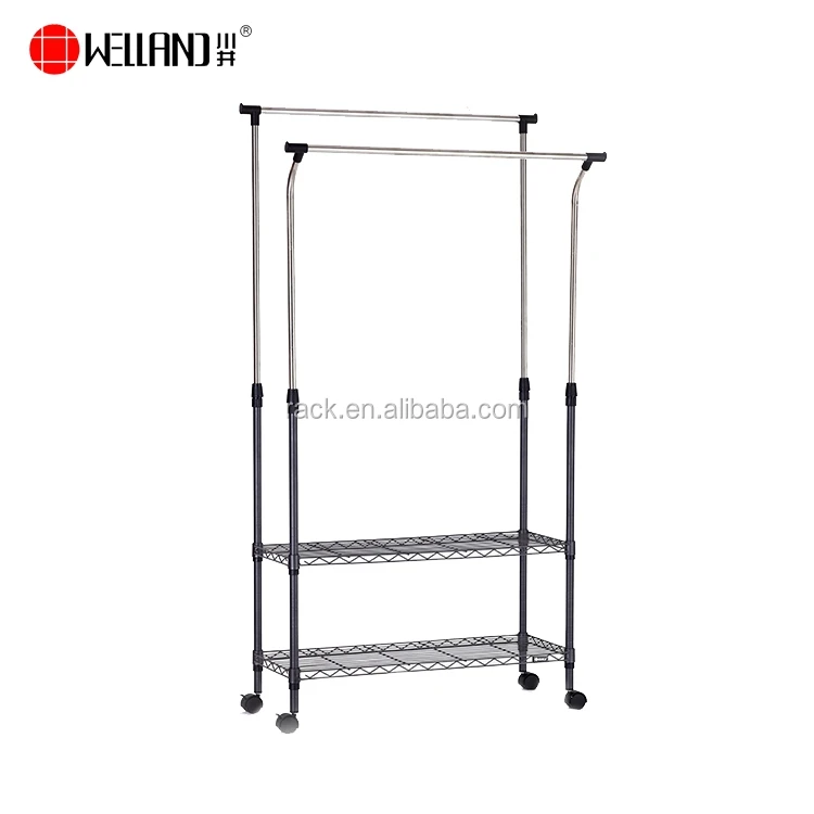 Простая металлическая домашняя вешалка для одежды с колесами