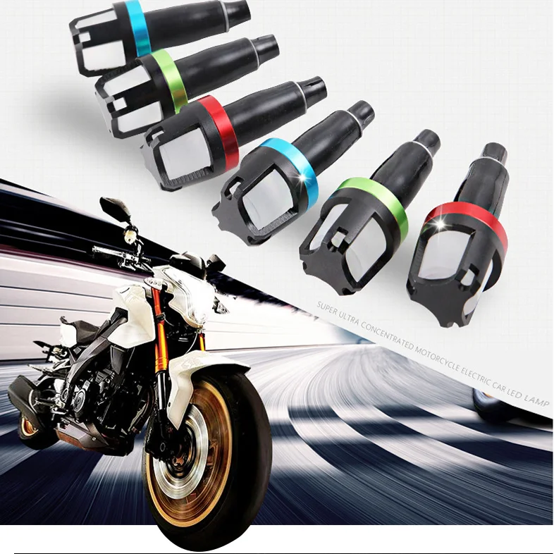 2x Aluminum Motorcycle Bar Grip End Indicator Plug Turn Signal 3 Color Universal