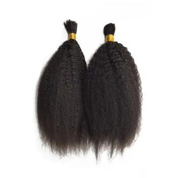 Virgin Brazilian hair Kinky Straight Bulk Human Hair for Braiding 12-32 inch Coarse Yaki Hair Bulk