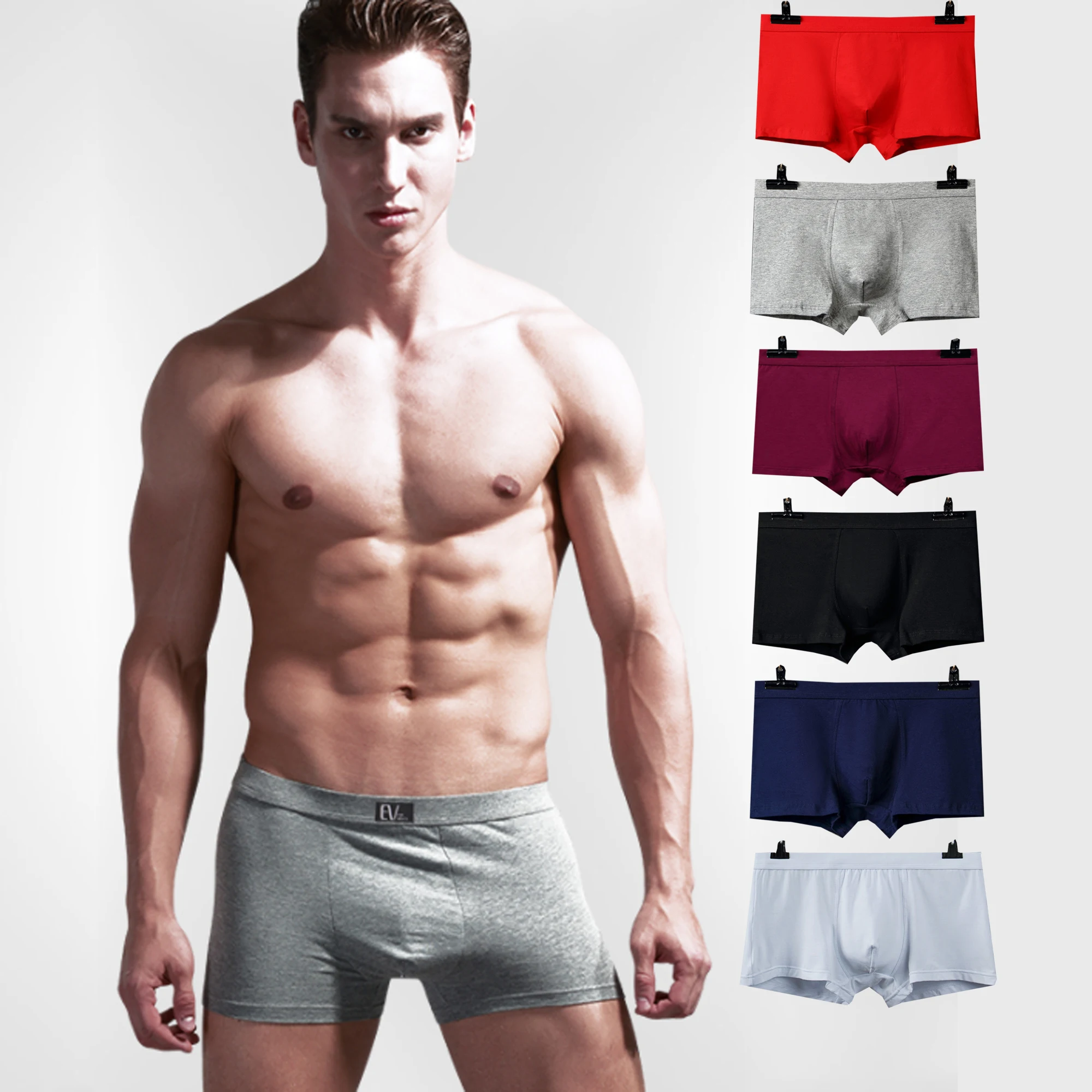 CHYSP Conjunto de ropa interior de algodón para hombre, ropa interior para  hombre, calzoncillos bóxer (color: gris 1, tamaño: código L)