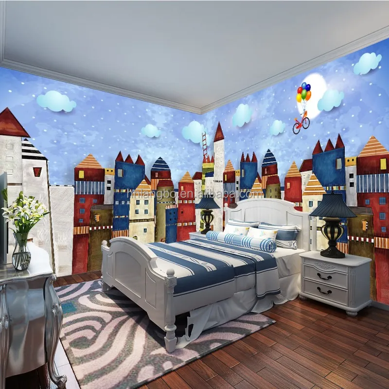 Commercial Wallpaper Popular 3d Cartoon House Hand Drawing Home Wallpaper / wall Murals For Decoration 3d Wallpaper - Buy Commercial Wallpaper,Baby  Wallpaper,Custom Mural Product on 