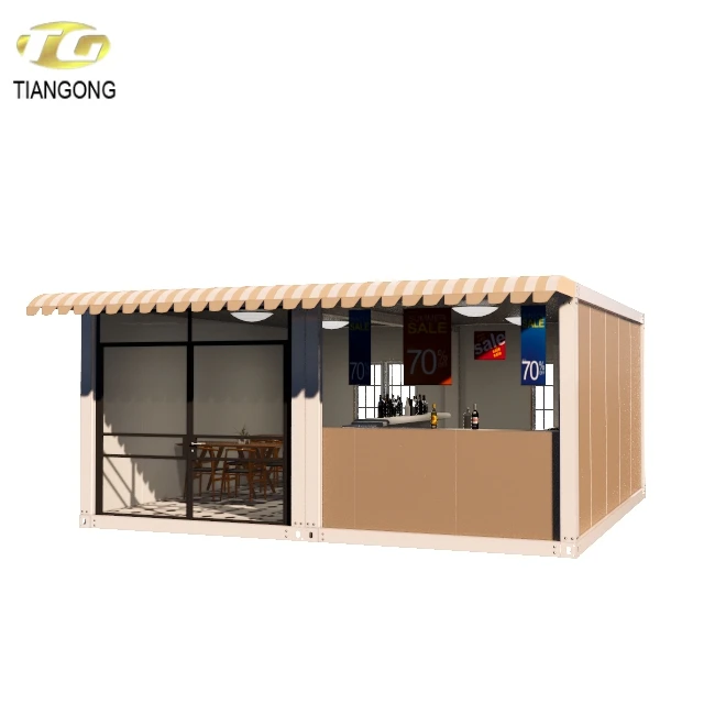 Prefabricated bar Mobile Container Restaurant Fast Outdoor Food Kiosk Design for Sale