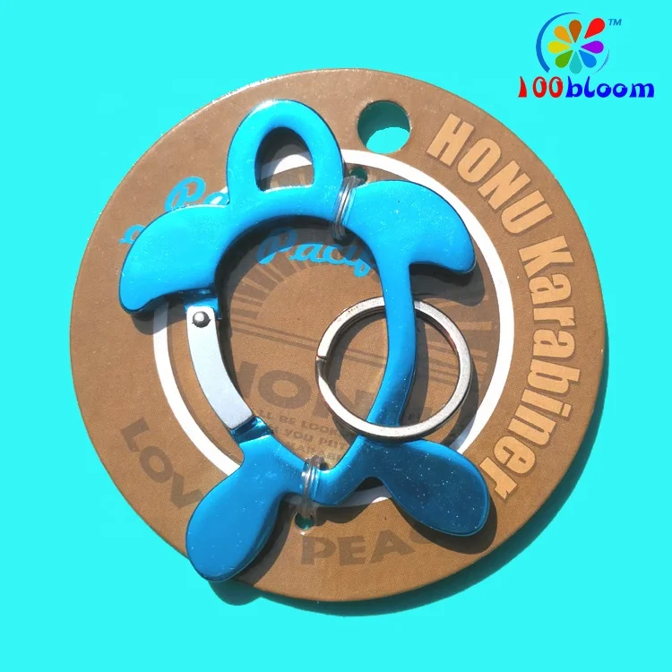 China Hardware Products Factory Retail or Wholesale Promotional Keychain Aluminum Hook Honu Turtle Carabiner Clip