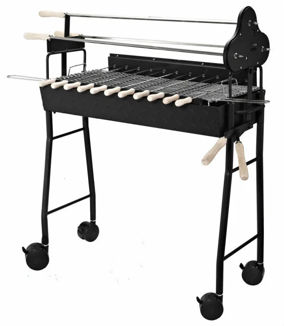 Outsunny 2-in-1 Portable Rotisserie Charcoal BBQ Grill w/ Cook Skewers Included