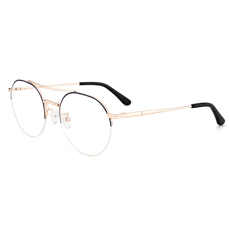 High End Hand Made Round Metal Optical Glasses Frames Double Bridge Eyeglasses Frames CE Certified Blue Light Blocking Glasses