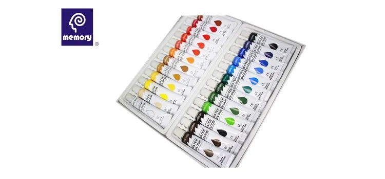 12ml Aluminium Tube Water Color Paint Set 12 18 24 Colors Acrylic Drawing for School Children on Paper/Canvas