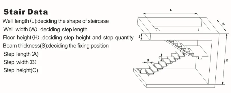 American style modern black powder coated mono stringer white oak wood step with led lights floating stairs with railing supplier