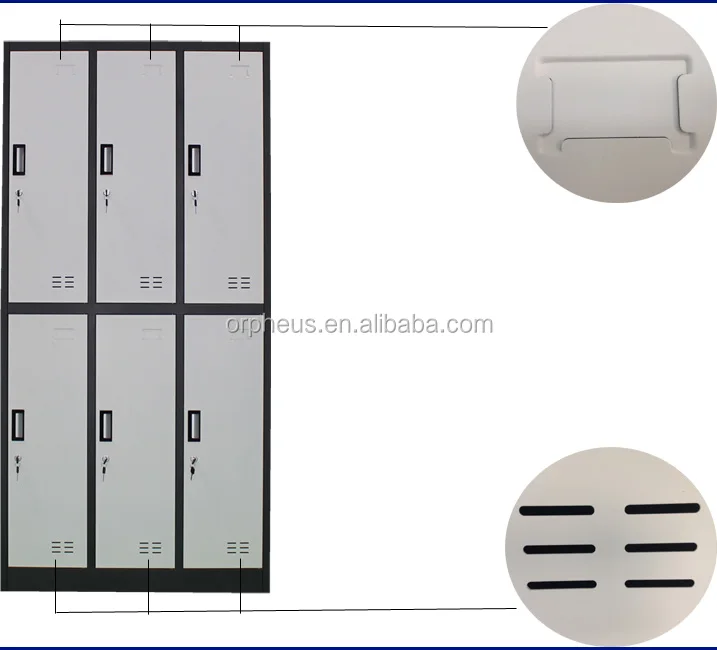 Indoor 6 Compartment Cosmetic Storage Cabinet Cheap Gym Metal Hair Salon Locker