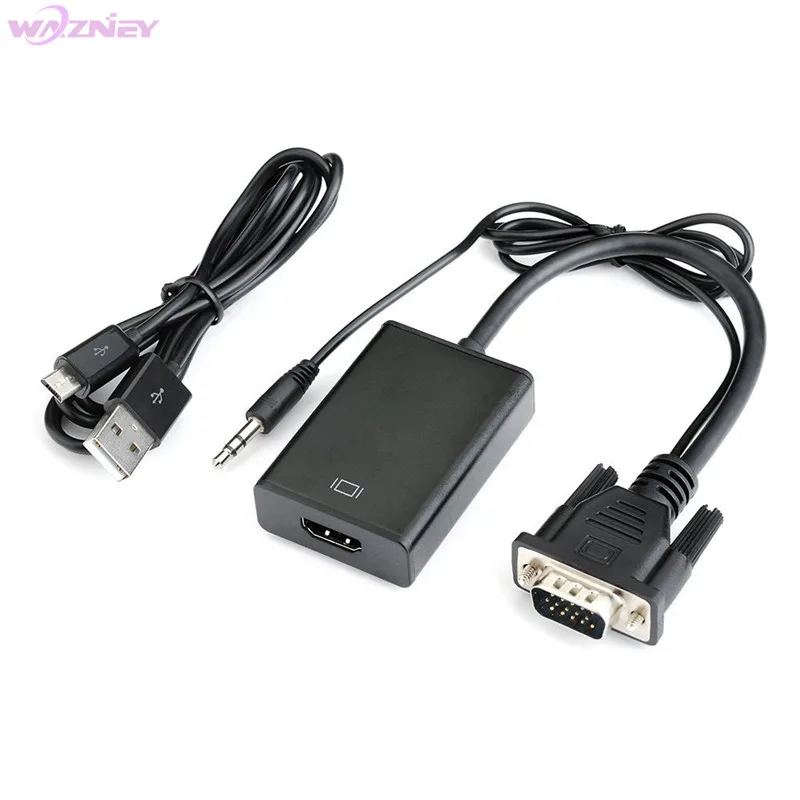 VGA конвертер HDMI кабель адаптер с аудио выход 1080P переходник внутренней резьбой питание через порт USB для портативных ПК к