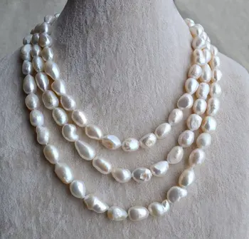 Long Baroque Pearl Necklace 10-12mm Layered Freshwater Pear Necklace
