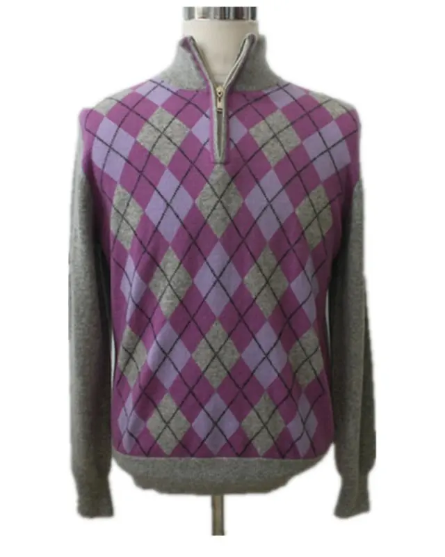 argyle mens half zip fleece