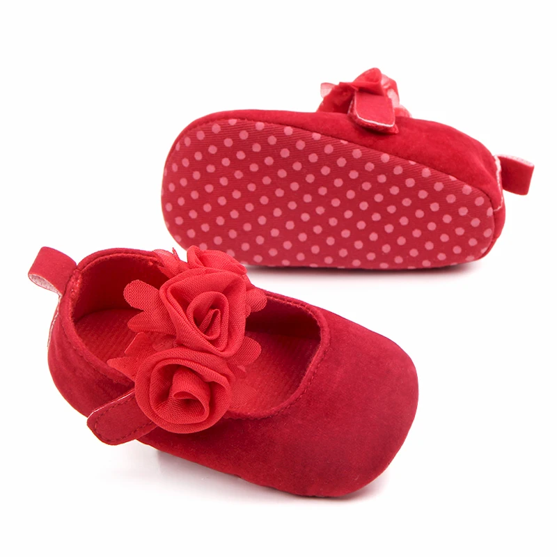 Wholesale Cheap Baby Girls Soft Sole Floral Mary Jane Flats Infant Princess Prewalkers Toddler Wedding Dress Shoes manufacture