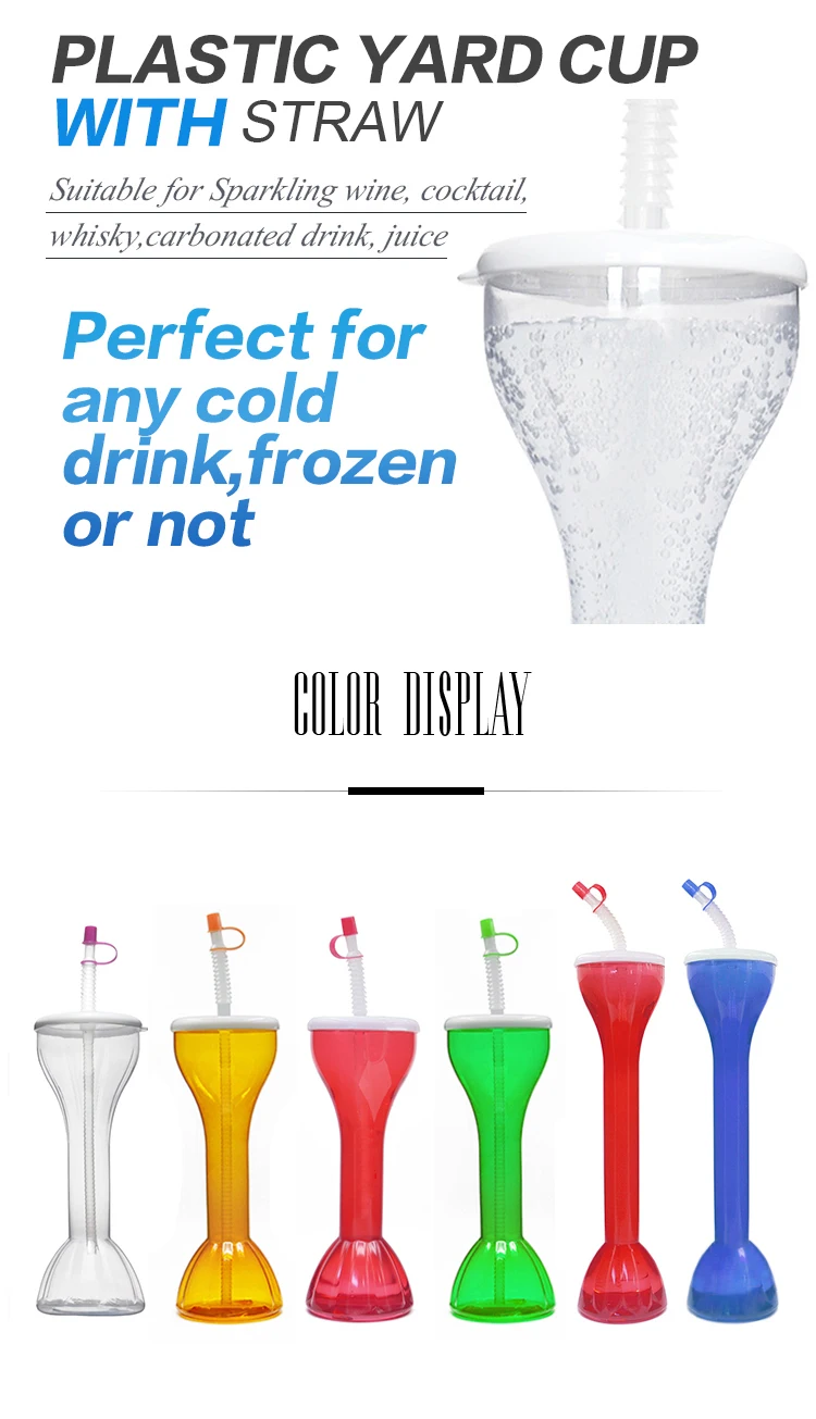 24 Oz 500ml Pet Drinking Long Neck Plastic Drinking Beer Yard Glass