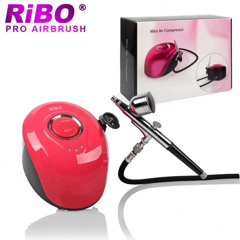 RIBO Portable Airbrush With Compressor Kit Quiet Mini Hot Brush