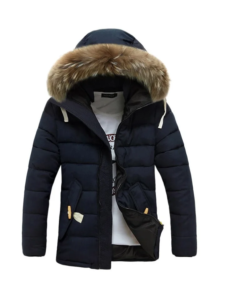 Winter Trench Korean Slim Veet Thicken Hooded Men Jackets Coat_voghion.com