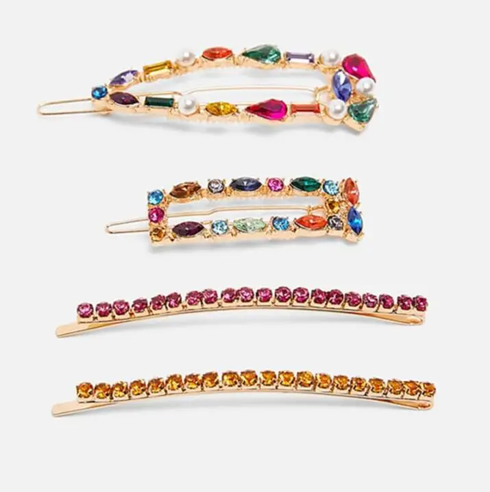 Party Girls Women Letter Hairpins Crystal Clips Hair Combs Pins Barrettes