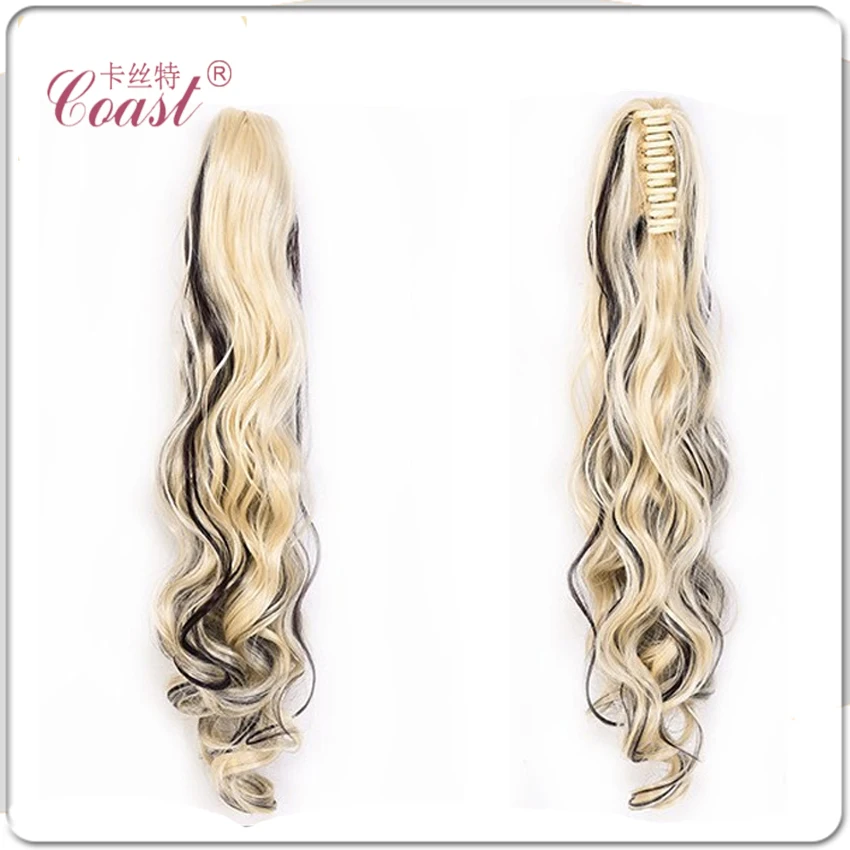 
 18 дюймов хвост длинный тело волна коготь зажим черный конский хвост Женские шиньоны  