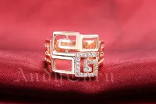 AndyChen Luxury Rose Gold Plated Wedding Rings for Women Crystal Jewelry Trendy Engagement Accessories Party Bague