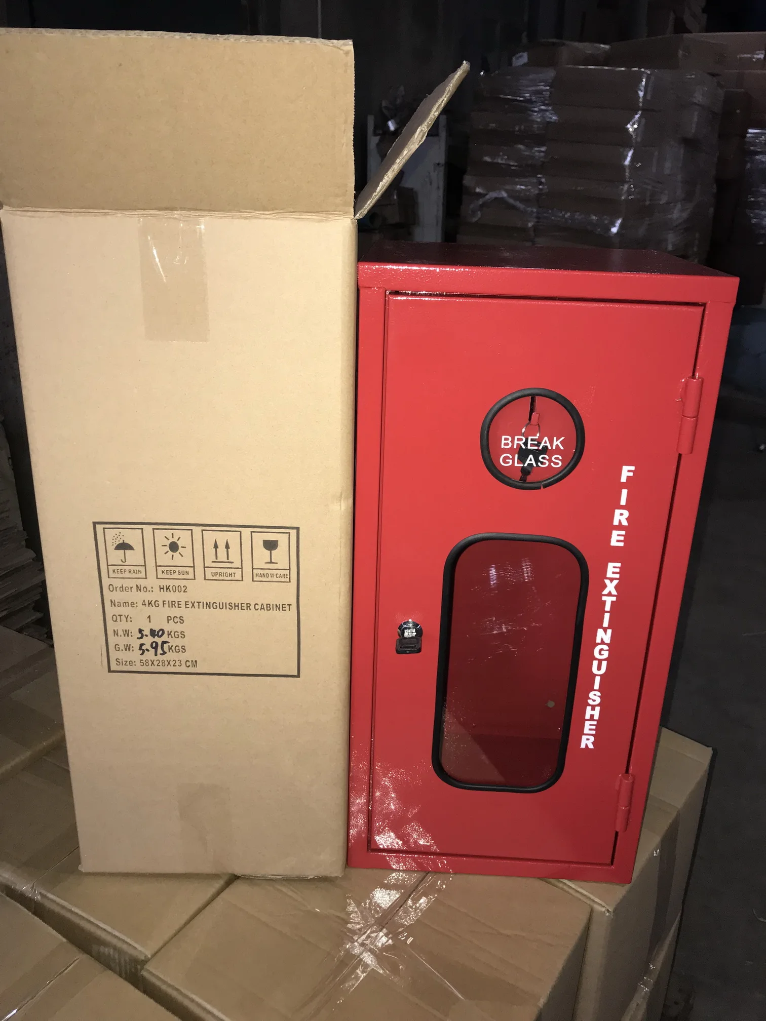Carbon Steel 4kg Dcp Fire Extinguisher Box With Plexiglass Fire