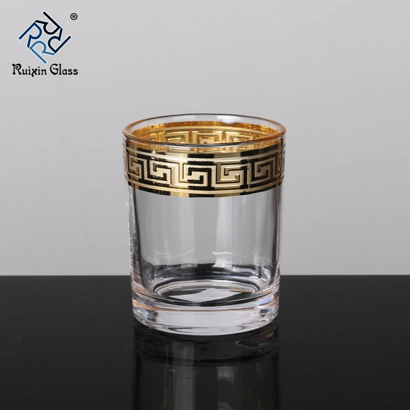 Customized Pattern Silver Gold Rimmed Wine Glass Cups for Drinking Water Whiskey