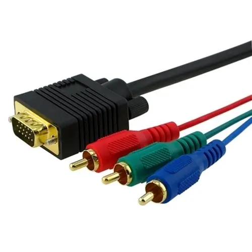 Câble Adaptateur VGA Mâle Vers 3 RCA Composante – Convertissez Votre PC En Source TV HD 1,5 M