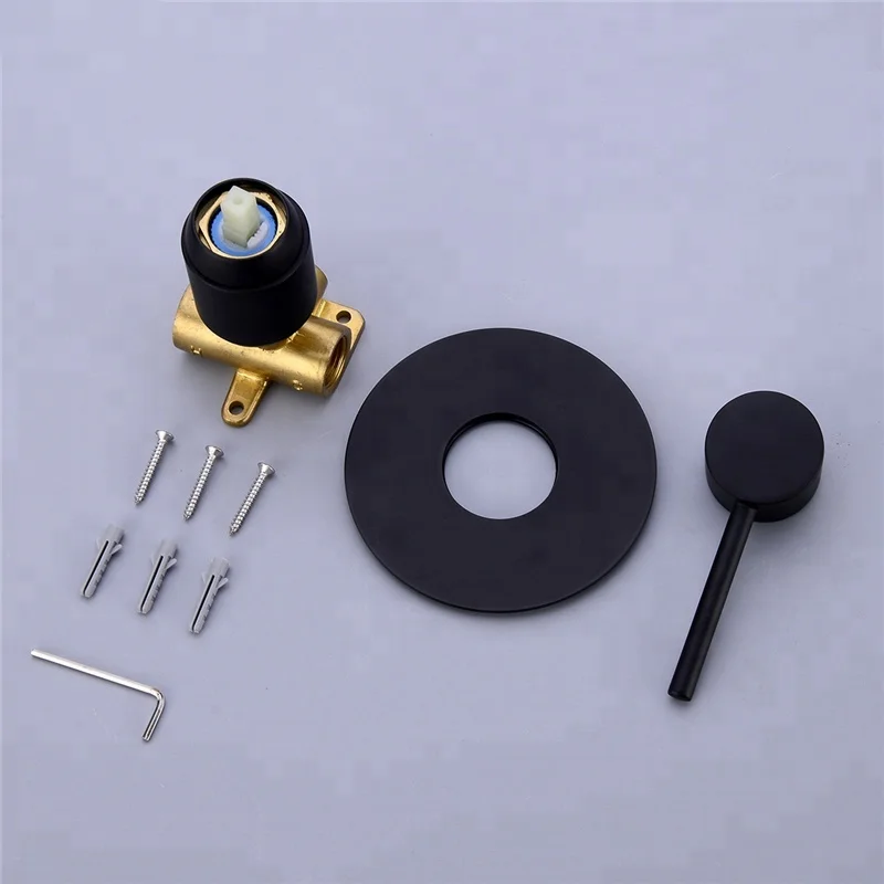 
Круглый смеситель для душа, смеситель из твердой латуни, регулирующий клапан, настенный смеситель, клапан, черный/хром/матовый золотой 