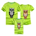 PSEEWE Children Clothing Family Matching Outfits Owl Printed Summer Casual T shirt Father Son Mother daughter